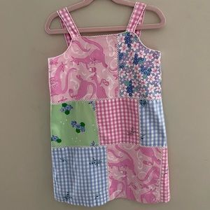 Lilly Pulitzer Gingham Floral Patchwork Dress 
Girls Sz 6x